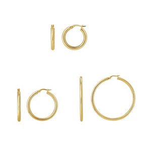 High Polish Hoop Earrings in 14K Gold