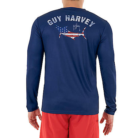 Guy Harvey Men's Camo Fishing Sun Protection Long Sleeve Shirt Sea Marlin