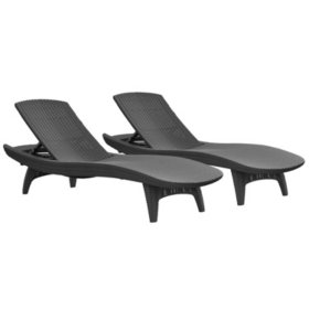 Keter 2-Pack All-Weather Grenada Chaise Loungers, Various Colors