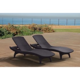 Keter 2-Pack All-Weather Grenada Chaise Loungers, Various Colors