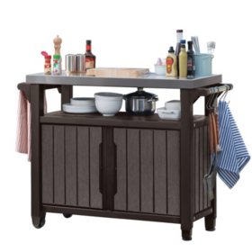 Keter Outdoor Entertainment Storage Station Grilling Table