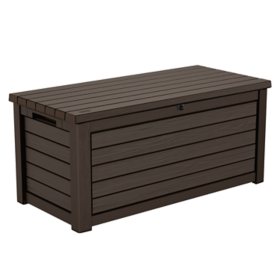 Rubbermaid Outdoor Large Deck Box with Seat, Green, 90 Gallon