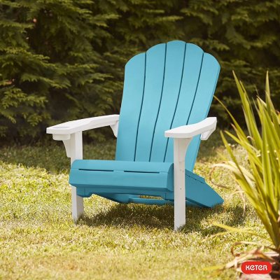 Keter Everest Adirondack Chair with Integrated Cupholder:- Teal & White - Online Only