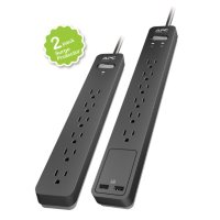 APC Essential SurgeArrest 6 Outlets with 2 Port 120V USB Charger and 6 Outlets with 6 Foot Cord