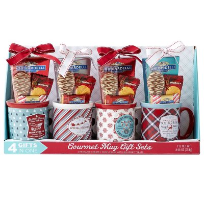 Ghirardelli, Walkers & Gilliam Individually Wrapped Ceramic Mug Gift Set, 4  pk.