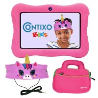 Contixo 7" Kids' Learning Tablet Bundle - 2GB RAM, 32GB Storage, Android 10, Dual Cameras, Parental Control, Headband Headphone, & Storage Bag
