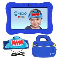Contixo 7" Kids' Learning Tablet Bundle - 2GB RAM, 32GB Storage, Android 10, Dual Cameras, Parental Control, Headband Headphone, & Storage Bag