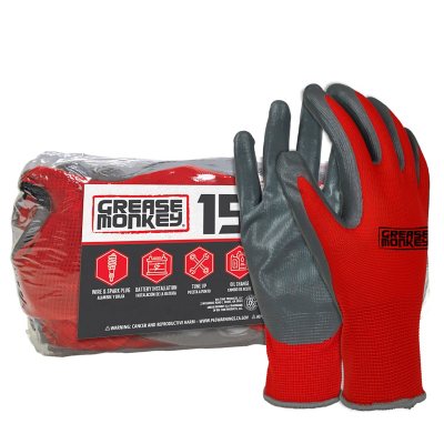 Grease Monkey D25232 Work Gloves, Red, Men's Large, 8 Pair 