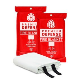 Premium Defense 60" x 70" Emergency Fiberglass Fire Blanket, 2 pk.