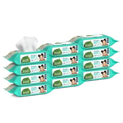 Seventh Generation Free & Clear Baby Wipes with Flip Top Dispenser Unscented and Sensitive Gentle as Water 64 count 