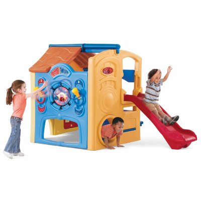 Step2 neighborhood fun center playhouse hot sale with slide and six accessories