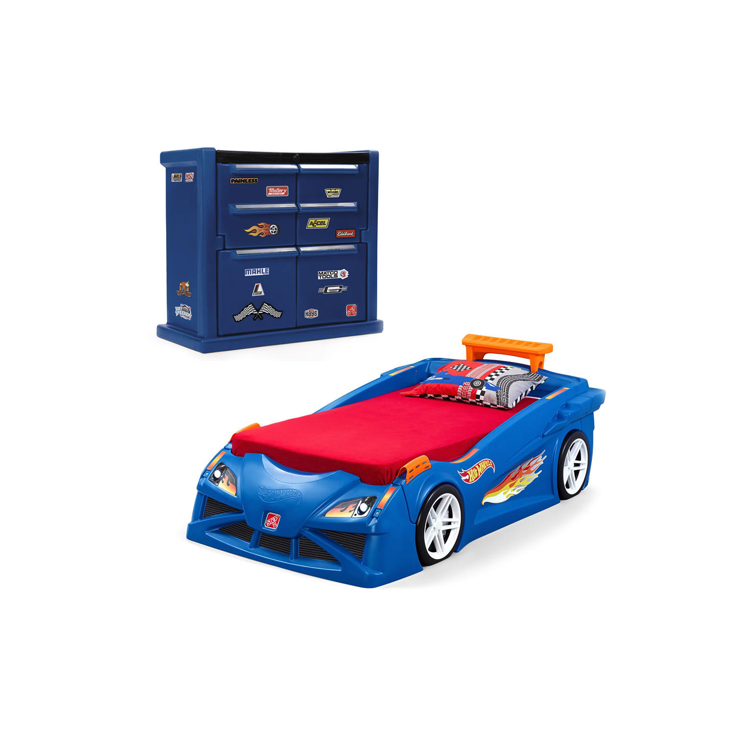 Hotwheels Race Car Toddler Bed & Dresser Bundle