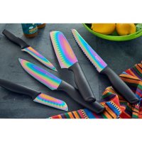 Tomodachi Rainbow Black 12-Piece Knife Set with Matching Blade Guards, Titanium