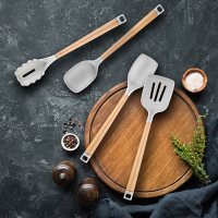Skandia Beechwood 4-Piece Kitchen Tools Set
