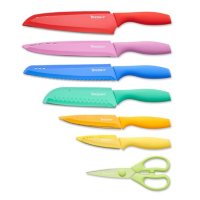 Tomodachi Brights 13-Piece Knife Set with 6 Matching Blade Guards and Kitchen Shears