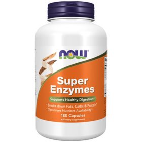 NOW Supplements Super Enzymes Capsules for Healthy Digestion Support* 180 ct.