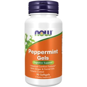 NOW Supplements Peppermint Gels with Ginger & Fennel Oils Softgels, Digestive Support*90 ct.