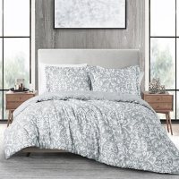 Anne Klein Lee 3-Piece Comforter Set, Grey (Assorted Sizes)