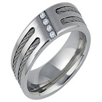 8mm Stainless Steel Diamond Band (H-I, I1)