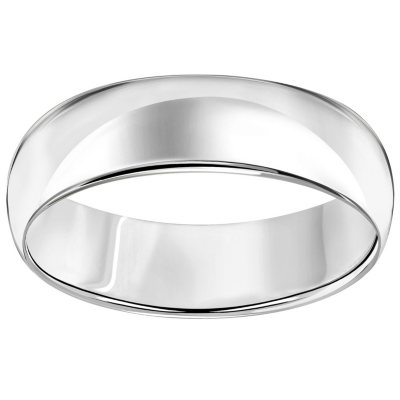 14k White Gold 6mm Comfort FIT Plain Wedding Band - Size 10.5-