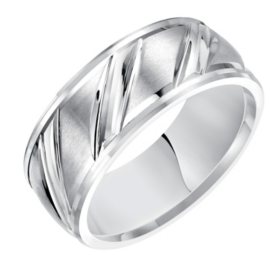 9mm White Tungsten Diagonal Cut Comfort Fit Band Sam S Club