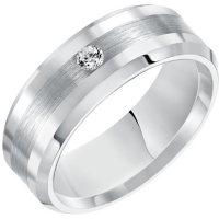 8mm White Tungsten and Diamond Comfort Fit Band