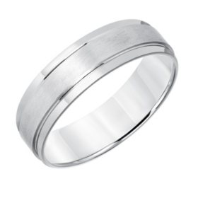 6mm Brushed Finish Wedding Band in 14K White Gold