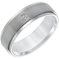 7mm Comfort Fit Titanium Wedding Band With Diamond Accent