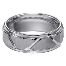 8mm Tungsten Carbide Comfort Fit Band with Vertical Satin Finish