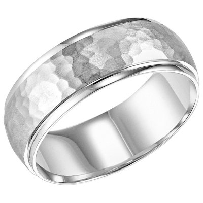 8mm Hammered Comfort Fit Band In 14 Karat White Gold Sam S Club