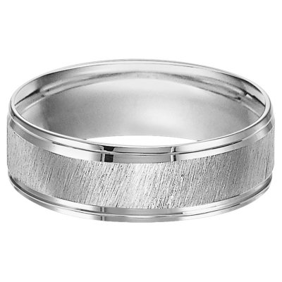 6MM Satin & High Polish Comfort Fit Band in 14 Karat White Gold