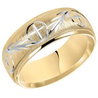 8MM Comfort Fit Cross Band in 14 Karat Two Tone Gold