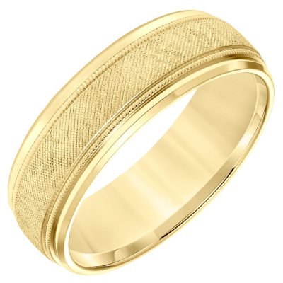 7mm Comfort Fit Satin and Milgrain Wedding Band