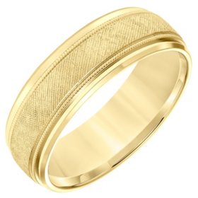 7mm Satin Finish Comfort Fit Mens Band in 14K Gold