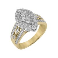 0.96 CT. T.W. Marquise Shaped Diamond Ring in 14K Yellow Gold