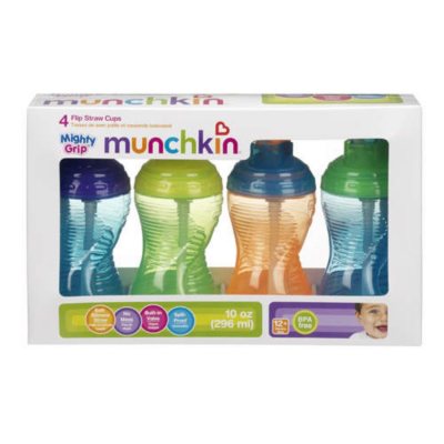 LOT OF 4 Munchkin Mighty Grip 10 oz Spill Leak Proof Sippy Cups