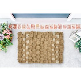 Avery Home Basket Weave Stripe Coir Doormat, 24" x 36"