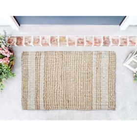 Avery Home Natural Stripe Jute Doormat, 24" x 36"