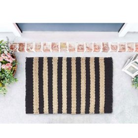 Avery Home Black Stripe Jute Doormat, 24" x 36"