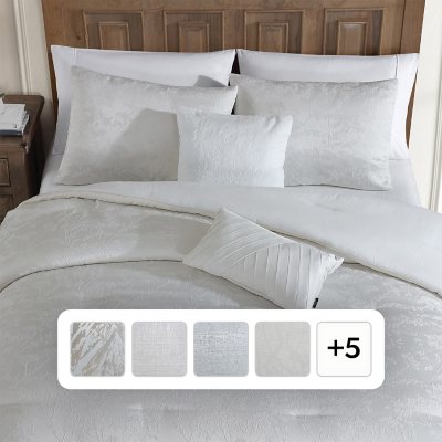 Tahari Home 5-Piece Jacquard Comforter Set, Assorted Designs and Sizes:- Floral Ivory, Queen