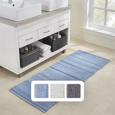 Tahari Home Asalia Micro Chenille Bath Runner, 24' x 60', Ivory:- Blue