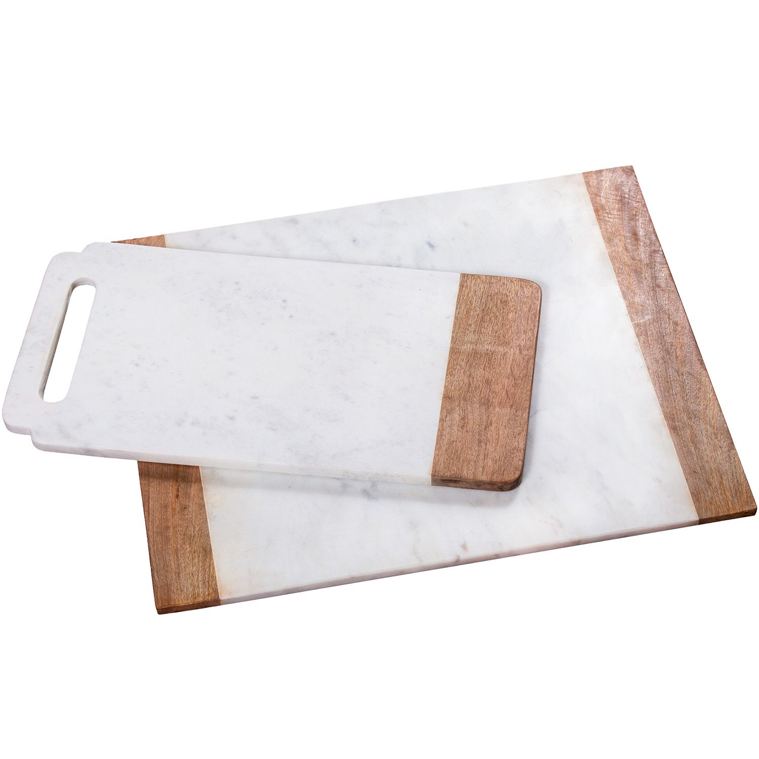 Marble and Mango Wood Serving Boards, Set of 2
