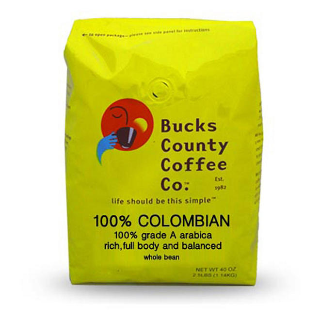 Bucks County Colombia Whole Bean Coffee (2.5 lb.)