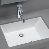 Stahl Ceramic Medium Undermount Rectangular Bowl Bath Sink - White