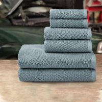 Hometex 100% Cotton XL Popcorn Drying Towel Set,  Blue, (6 pk., Case of 8)
