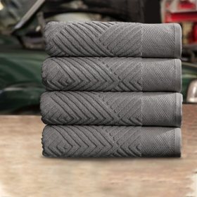Hometex Cotton Jacquard Auto Drying Towels, 32pk, 27" x 54", Gray