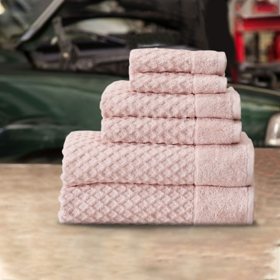 Hometex 6-Pack Diamond Drying Towel Set, Case of 8 (Rose)