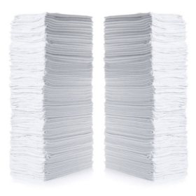 Hometex 500pk White Shop Towels, Reusable 14” x 12”