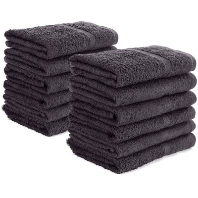 Big Bundle 100% Cotton 12 Piece Bath Towel Set Gray