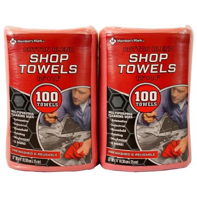 Bulk Lot of 100 Red Shop Towels 12" x 14" Cleaning Rags Homes Cars Reusable 